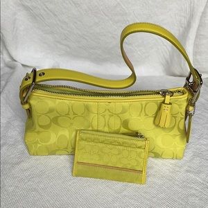 Coach Yellow Small Handbag With Cardholder